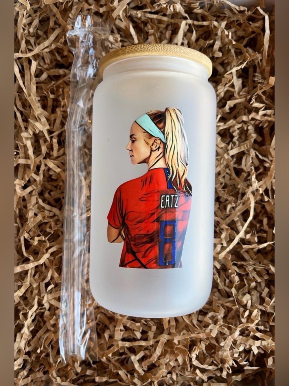 Julie Ertz US Womens Girls Soccer Football 16oz Frosted Glass Tumbler Cup